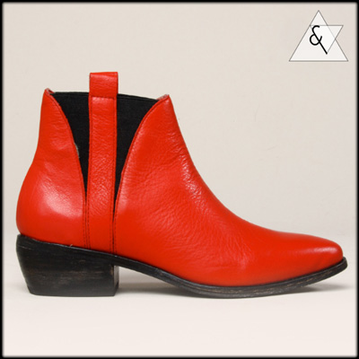 PENCEY RINGO BOOTS Red Leather Winklepicker Ankle Mod Dolce Vita New 